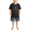 image:imageSpyder Boys 2piece Swim Set  Short Sleeve Rash Guard amp Swim Trunks UPF 30 QuickDryLittle BoysCaviar