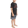 image:imageSpyder Boys 2piece Swim Set  Short Sleeve Rash Guard amp Swim Trunks UPF 30 QuickDryLittle BoysCaviar