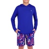 image:imageSpyder Boys Long Sleeve Hooded Rash Guard  UPF Protection QuickDry 4Way Stretch Swim Shirt Big BoysSurf Blue