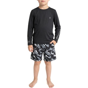 image:imageSpyder Boys 2piece Swim Set  Long Sleeve Rash Guard amp Swim Trunks UPF 30 QuickDryLittle BoysCaviar
