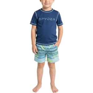 image:imageSpyder Boys 2piece Swim Set  Short Sleeve Rash Guard amp Swim Trunks UPF 30 QuickDryLittle BoysA Blue