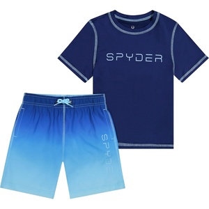 image:imageSpyder Boys 2piece Swim Set  Short Sleeve Rash Guard amp Swim Trunks UPF 30 QuickDryLittle BoysAbyss