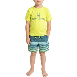 image:imageSpyder Boys 2piece Swim Set  Short Sleeve Rash Guard amp Swim Trunks UPF 30 QuickDryLittle BoysGreen 1