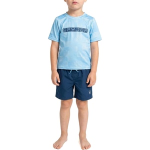 image:imageSpyder Boys 2piece Swim Set  Short Sleeve Rash Guard amp Swim Trunks UPF 30 QuickDryLittle BoysMarine
