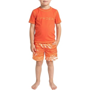 image:imageSpyder Boys 2piece Swim Set  Short Sleeve Rash Guard amp Swim Trunks UPF 30 QuickDryLittle BoysSaffron
