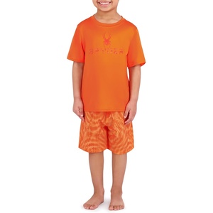 image:imageSpyder Boys 2piece Swim Set  Short Sleeve Rash Guard amp Swim Trunks UPF 30 QuickDryLittle BoysTiger