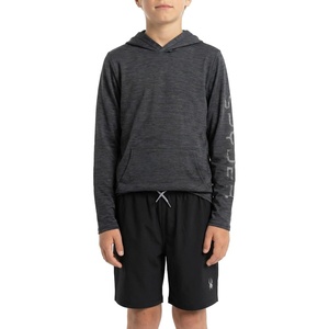 image:imageSpyder Boys Long Sleeve Hooded Rash Guard  UPF Protection QuickDry 4Way Stretch Swim Shirt Big BoysCaviar