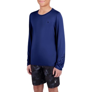 image:imageSpyder Boys Long Sleeve Rash Guard  UPF Sun Protection 4Way Stretch Swim Shirt Big BoysAbyss