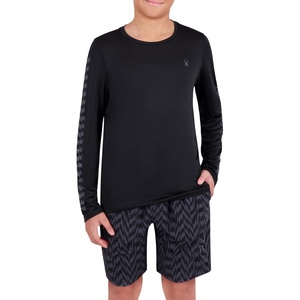image:imageSpyder Boys Long Sleeve Rash Guard  UPF Sun Protection 4Way Stretch Swim Shirt Big BoysBlack