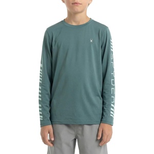 image:imageSpyder Boys Long Sleeve Rash Guard  UPF Sun Protection 4Way Stretch Swim Shirt Big BoysGreen