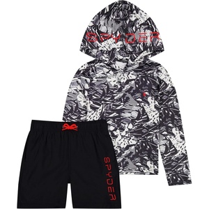 image:imageSpyder Boys Rash Guard Set UPF 30 Hooded Rashguard QuickDry Swim Trunks 2piece Swim SetLittle BoysBlack