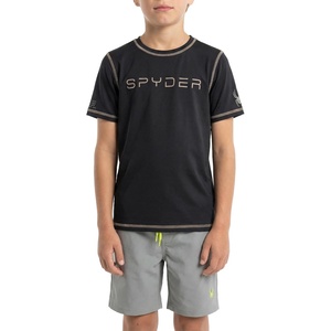 image:imageSpyder Boys Short Sleeve Rash Guard  UPF Sun Protection QuickDry 4Way Stretch Swim Shirt Big BoysCaviar