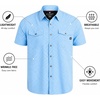 image:imageSpyder Mens Button Down Shirt  Lightweight Plaid Wrinkle Free Short SleeveCobalt