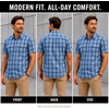 image:imageSpyder Mens Button Down Shirt  Lightweight Plaid Wrinkle Free Short SleeveDusty Blue