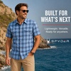image:imageSpyder Mens Button Down Shirt  Lightweight Plaid Wrinkle Free Short SleeveDusty Blue
