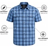 image:imageSpyder Mens Button Down Shirt  Lightweight Plaid Wrinkle Free Short SleeveDusty Blue