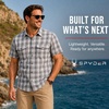 image:imageSpyder Mens Button Down Shirt  Lightweight Plaid Wrinkle Free Short SleeveOlive