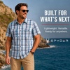 image:imageSpyder Mens Button Down Shirt  Lightweight Plaid Wrinkle Free Short SleeveSteel Grey