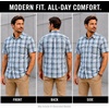 image:imageSpyder Mens Button Down Shirt  Lightweight Plaid Wrinkle Free Short SleeveSteel Grey
