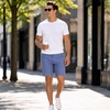 image:imageSpyder Mens Flat Front Shorts  Stretch Woven UPF 30 Chino ShortsCloudy Blue