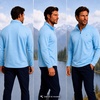 image:imageSpyder Mens Quarter Zip Pullover  Easy Care Long Sleeve LightweightSky Blue