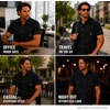 image:imageSpyder Mens Short Sleeve Button Down Shirts  Stretch Lightweight CollaredBlack