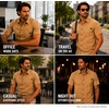 image:imageSpyder Mens Short Sleeve Button Down Shirts  Stretch Lightweight CollaredCaramel