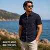 image:imageSpyder Mens Short Sleeve Button Down Shirts  Stretch Lightweight CollaredHeather Black