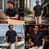 image:imageSpyder Mens Short Sleeve Button Down Shirts  Stretch Lightweight CollaredHeather Black