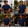 image:imageSpyder Mens Short Sleeve Button Down Shirts  Stretch Lightweight CollaredNavy