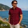 image:imageSpyder Mens Short Sleeve Button Down Shirts  Stretch Lightweight CollaredPomegranate