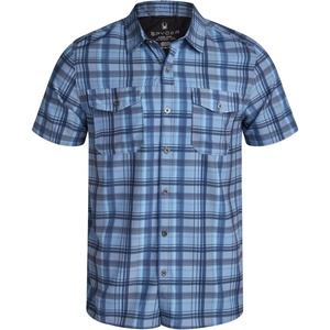 image:imageSpyder Mens Button Down Shirt  Lightweight Plaid Wrinkle Free Short SleeveDusty Blue