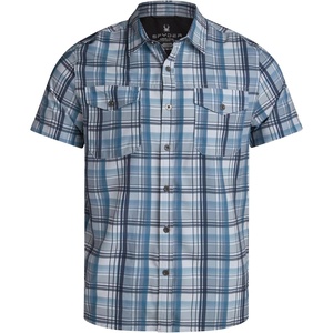 image:imageSpyder Mens Button Down Shirt  Lightweight Plaid Wrinkle Free Short SleeveSteel Grey