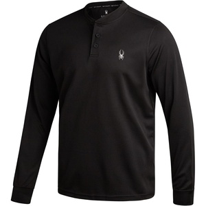 image:imageSpyder Mens Henley Shirt  Easy Care Long Sleeve Lightweight Thermal TopBlack