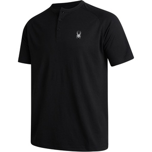 image:imageSpyder Mens Henley Shirt  Easy Care Short Sleeve Lightweight Grid KnitBlack