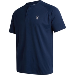 image:imageSpyder Mens Henley Shirt  Easy Care Short Sleeve Lightweight Grid KnitNavy