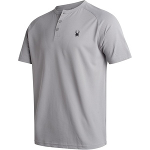 image:imageSpyder Mens Henley Shirt  Easy Care Short Sleeve Lightweight Grid KnitPewter