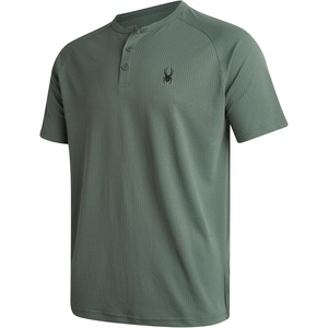 image:imageSpyder Mens Henley Shirt  Easy Care Short Sleeve Lightweight Grid KnitSpruce Green