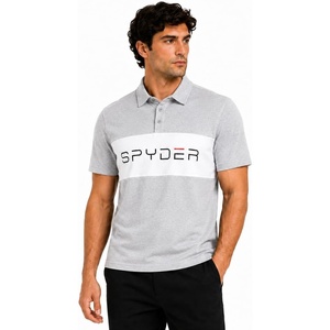 image:imageSpyder Mens Polo Shirt  Breathable Short Sleeve Collared Shirt MenHeather Grey Colorblock