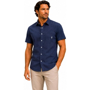 image:imageSpyder Mens Short Sleeve Button Down Shirts  Stretch Lightweight CollaredNavy