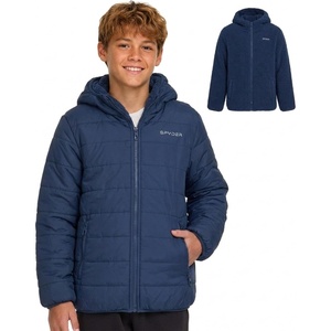image:imageSpyder Reversible Boys Puffer Jacket  Faux Fur Sherpa Hooded Winter CoatTrue Navy