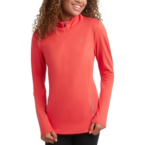 image:imageSpyder Womens Quarter Zip Pullover  Brushed Fleece Mock Neck SweatshirtCayenne