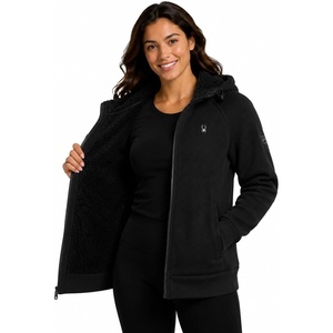 image:imageSpyder Womens Sherpa Fleece Jacket  Waffle Knit Heavyweight Full Zip HoodiBlack