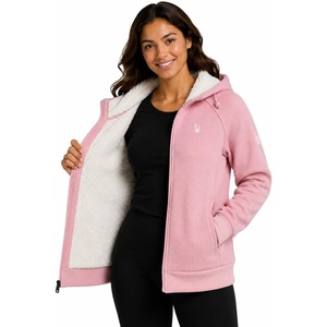 image:imageSpyder Womens Sherpa Fleece Jacket  Waffle Knit Heavyweight Full Zip HoodiMauve Rose