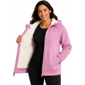 image:imageSpyder Womens Sherpa Fleece Jacket  Waffle Knit Heavyweight Full Zip HoodiOrchid