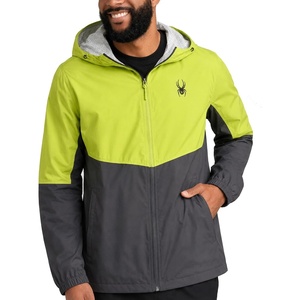 image:imageSpyder Mens Rain Jacket  Waterproof Lightweight Hooded WindbreakerLime Punch