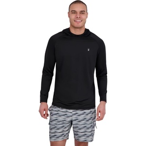 image:imageSpyder Mens Hooded Long Sleeve Rashguard  QuickDry Swim Shirt Sun Protection TopBlack