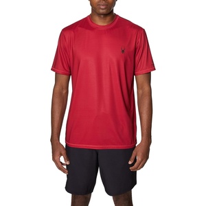 image:imageSpyder Mens Short Sleeve Rashguard  QuickDry Swim Shirt with Sun Protection Performance TopCrimson