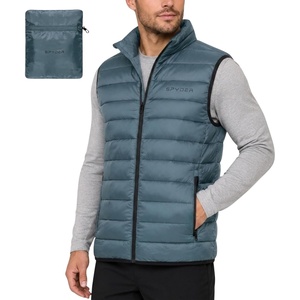 image:imageSpyder Mens Puffer Vest  Packable Lightweight Lycra Binding Zip PocketsBlue Slate
