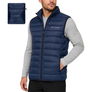 image:imageSpyder Mens Puffer Vest  Packable Lightweight Lycra Binding Zip PocketsNavy Tonal